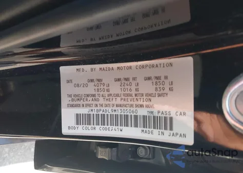 2021 Mazda Mazda3 Premium from USA, damaged, VIN JM1BPADL9M1305060